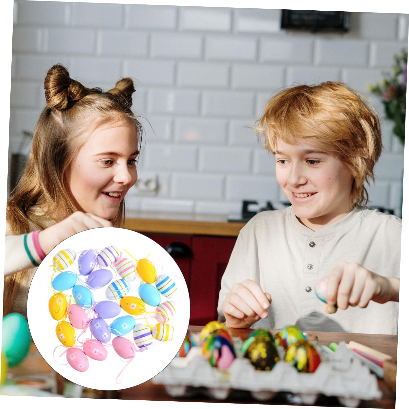 MAGICLULU 3 Set di Decorazioni Pasquali Appese Uova di Plastica Uova di Pasqua Dipingibili a Mano Giocattolo Bomboniera Caccia al Oggetti di Scena per Bambini E Bambine di Pasqua Pezzi*3