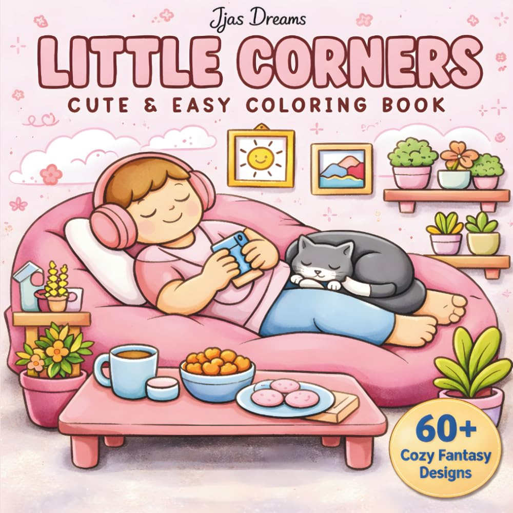 Little Corners Coloring Book: Big and Simple for Adults: A Cozy Corners Coloring Book for Relaxation, Stress Relief & Calm Moments – Peaceful Little ... Hygge Nooks, and Soft Cozy Scenes for Adults