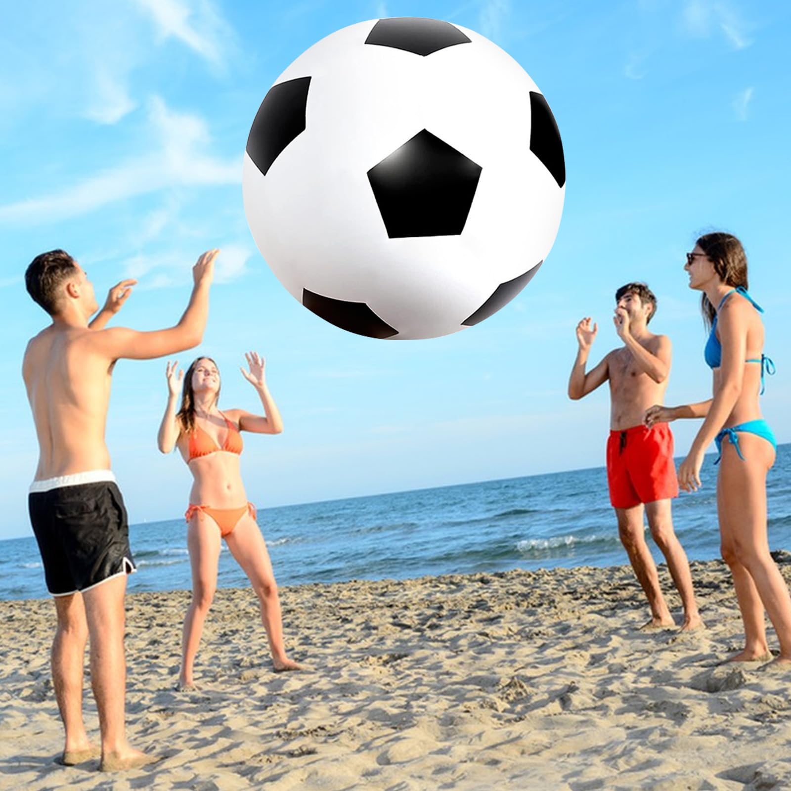 Gohytal Pallone da calcio gonfiabile XXL, Ø 80 cm, in PVC, extra morbido, con grande rimbalzo, per interni ed esterni, spiaggia, piscina, giardino, festival, feste di compleanno