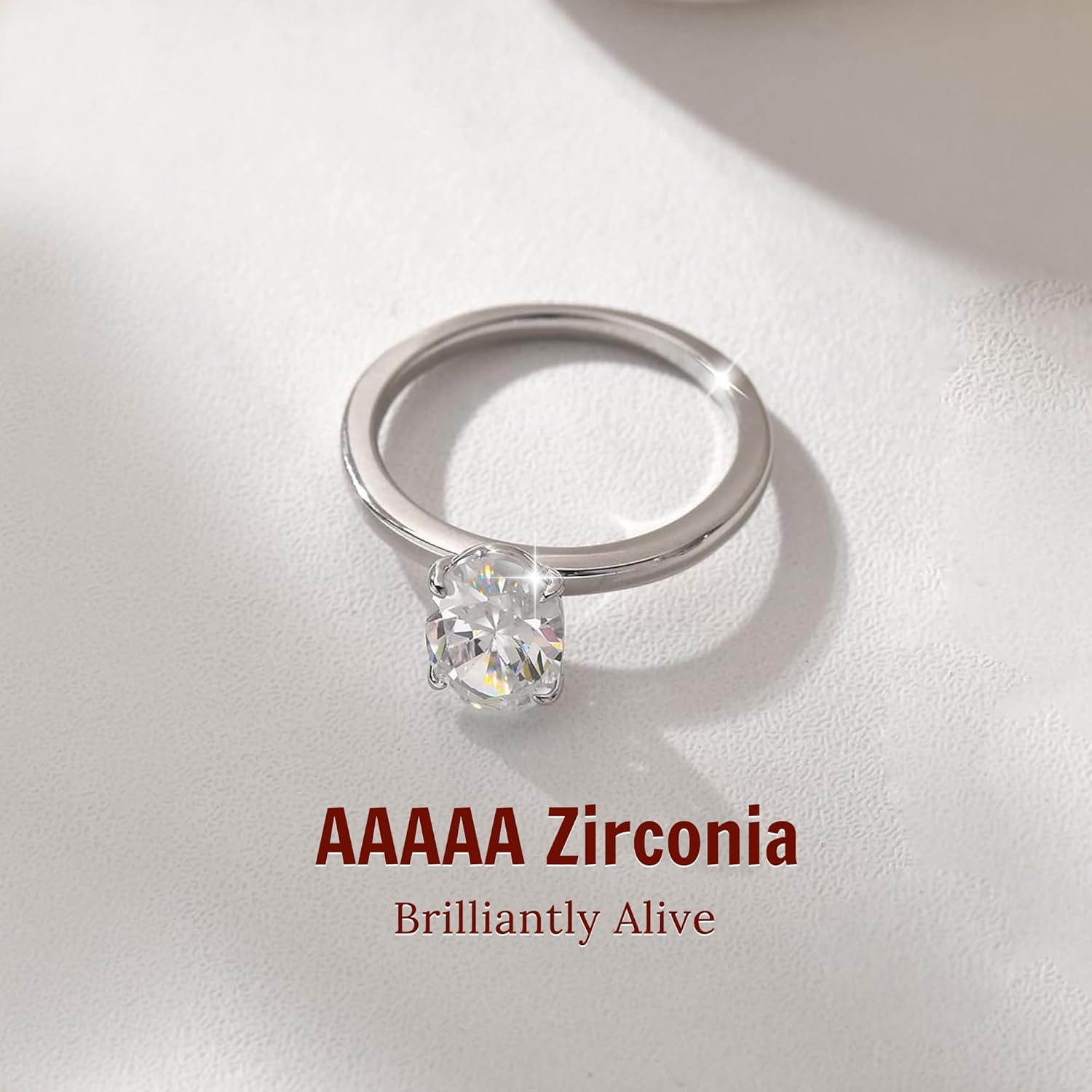 3CT Sterling Silver Engagement Rings AAAAA Cubic Zirconia CZ Wedding Promise Bands For Women Oval Solitaire Simulated Diamond Silver/Gold Size 5-10 - Image 3