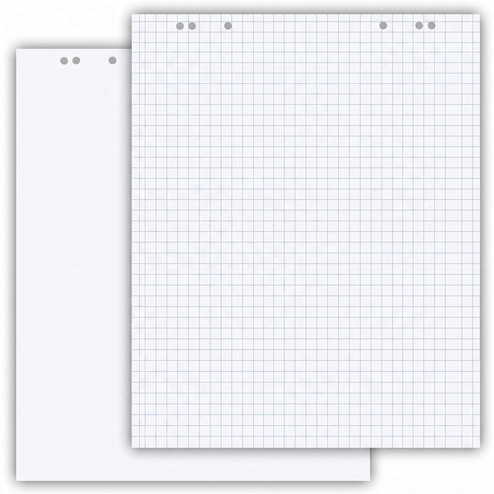 Conipa Flipchart Papier Block 65x98 cm – 2 Blöcke Karriert & Blanko à 20 Blatt, 80 g/m² – Universal Flipchart-Blätter für Meetings, Präsentationen & Whiteboards