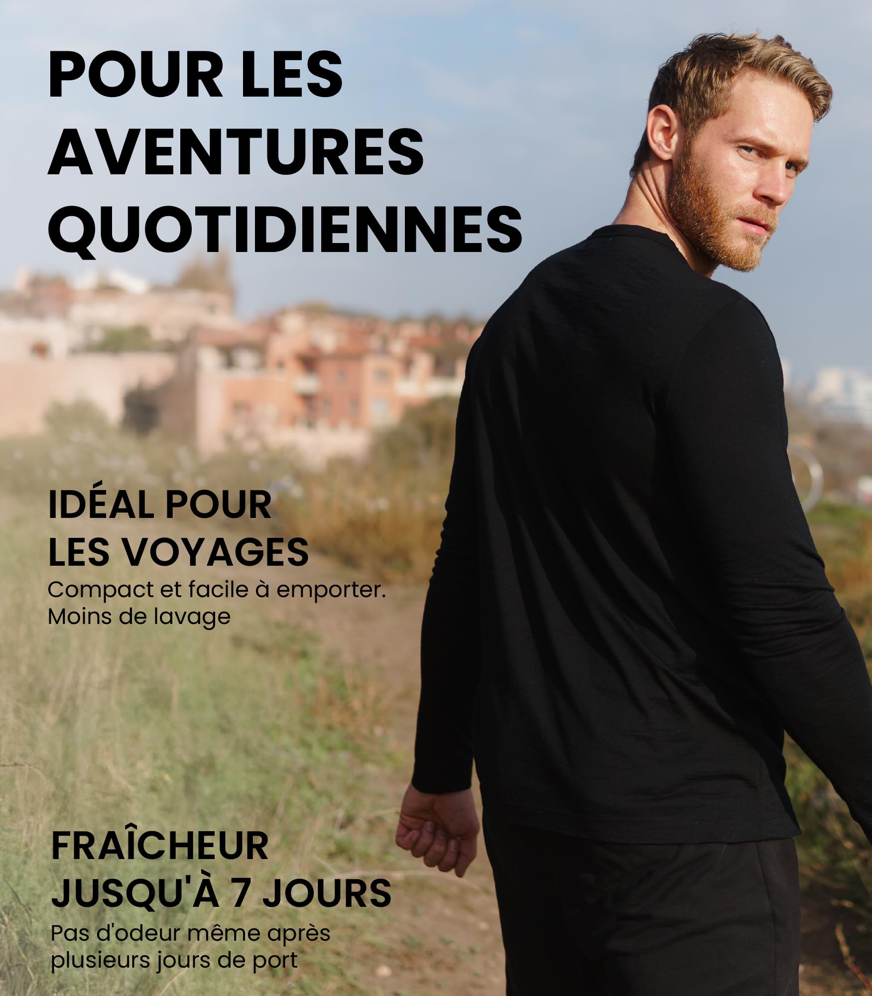 Merino.tech 100% sous Vetement Merinos Homme - Haut et Bas + Chaussettes (Medium, Lite 165 Navy)