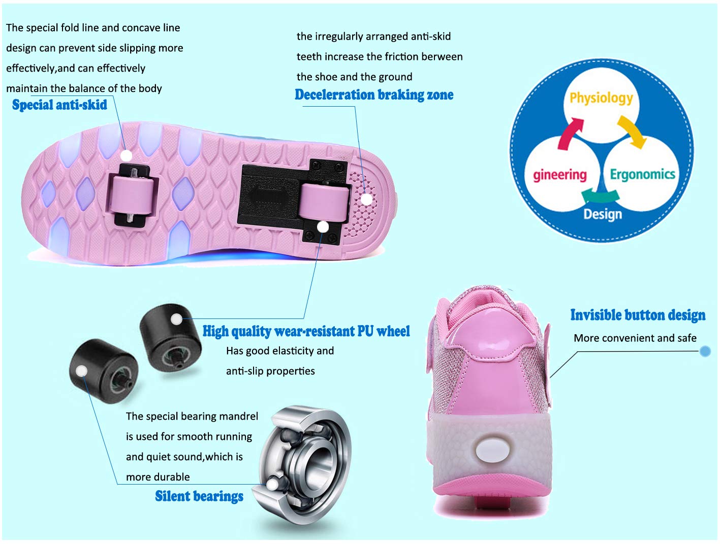 Zapatillas con Ruedas para Niña y Niños Led Luces Patines en Linea Bambas con Ruedas Deportivas Patines al Aire Libre Gimnasia Running Niños Multiusos Automática Zapatos de Skateboard con USB Carga