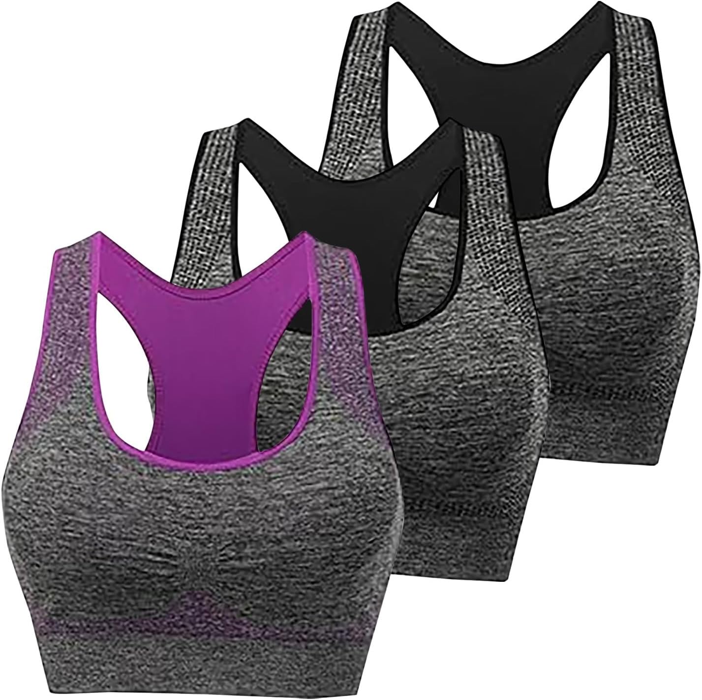 Reggiseni Sportivi Donna Multipack 3 Pezzi | Imbottiti, Racerback, Senza Cuciture | Per Yoga, Palestra, Uso Quotidiano - Foto 8