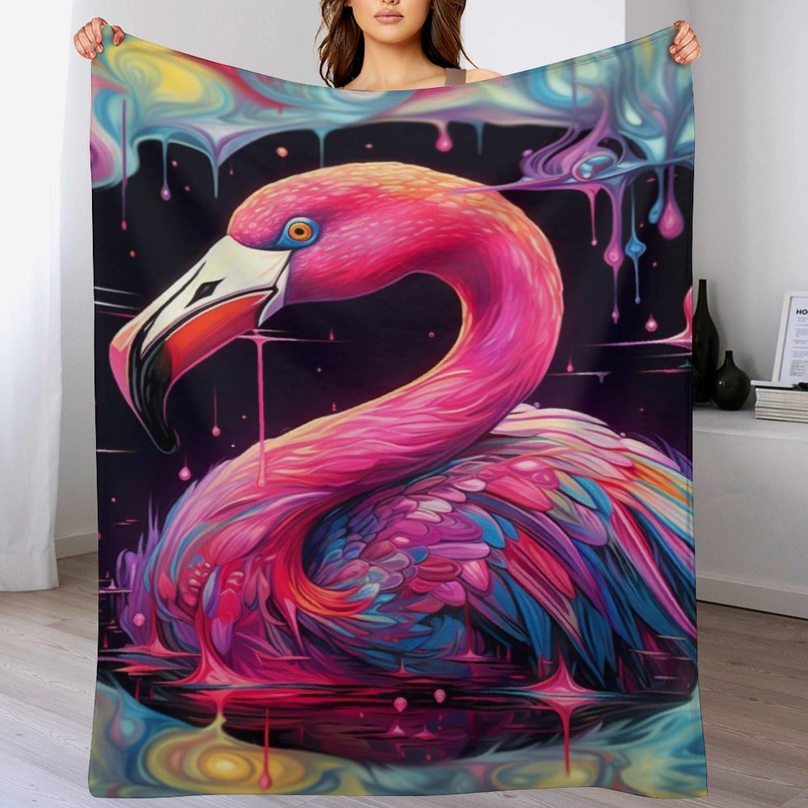 Couverture flamant rose contre les frissons plaid chaud flannel 150x200