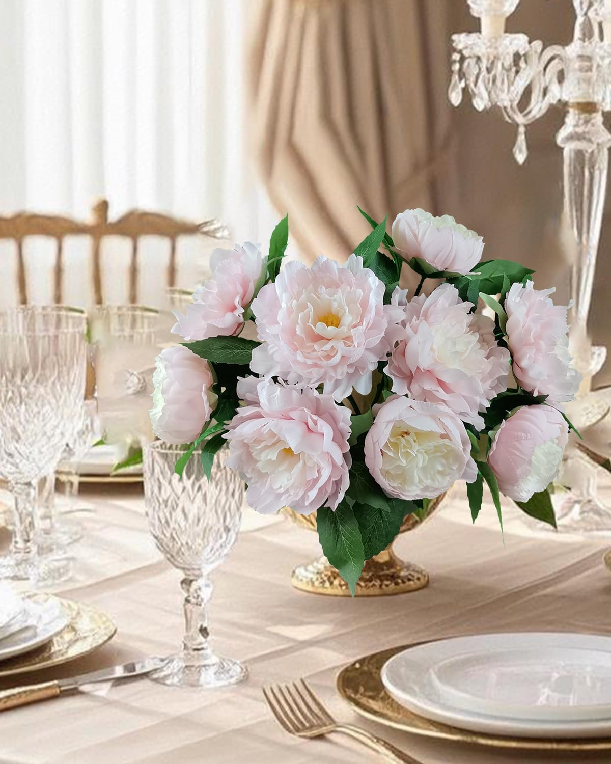Premium Pink Peonies Artificial Flowers, Fake Silk Peony Flowers with Stems, Faux Florals for Wedding Bridal Bouquets, Floral Arrangements, Table Centerpieces, Home Decorations - Image 6