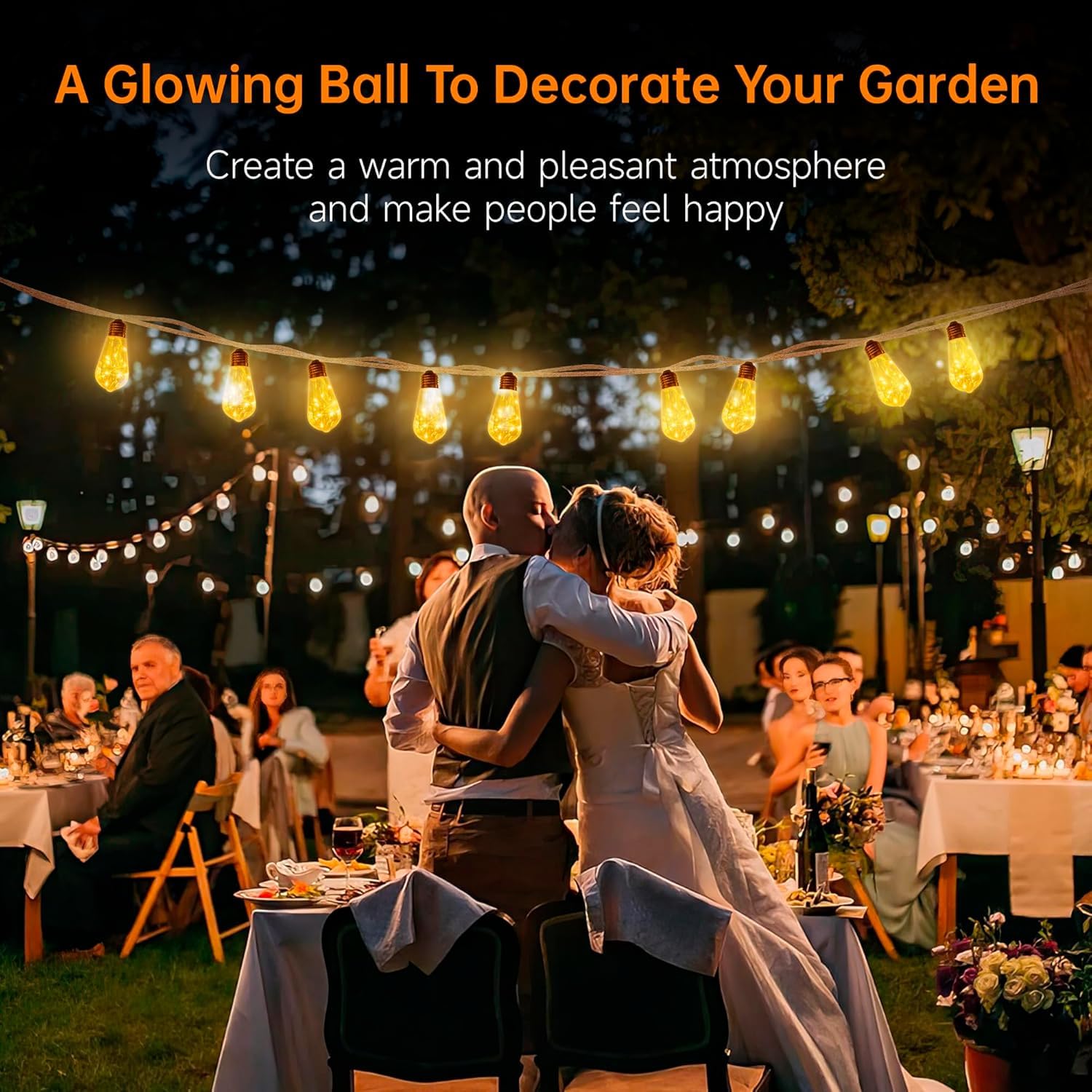Guirlande Lumineuse Exterieure, Guirlande Guinguette Solaire avec 16 Ampoules, Corde de Chanvre 6.4M, 8 Modes IP65 Étanche, Télécommande et Chargement USB, pour Jardins, Cours, Bistrots,Pavillon