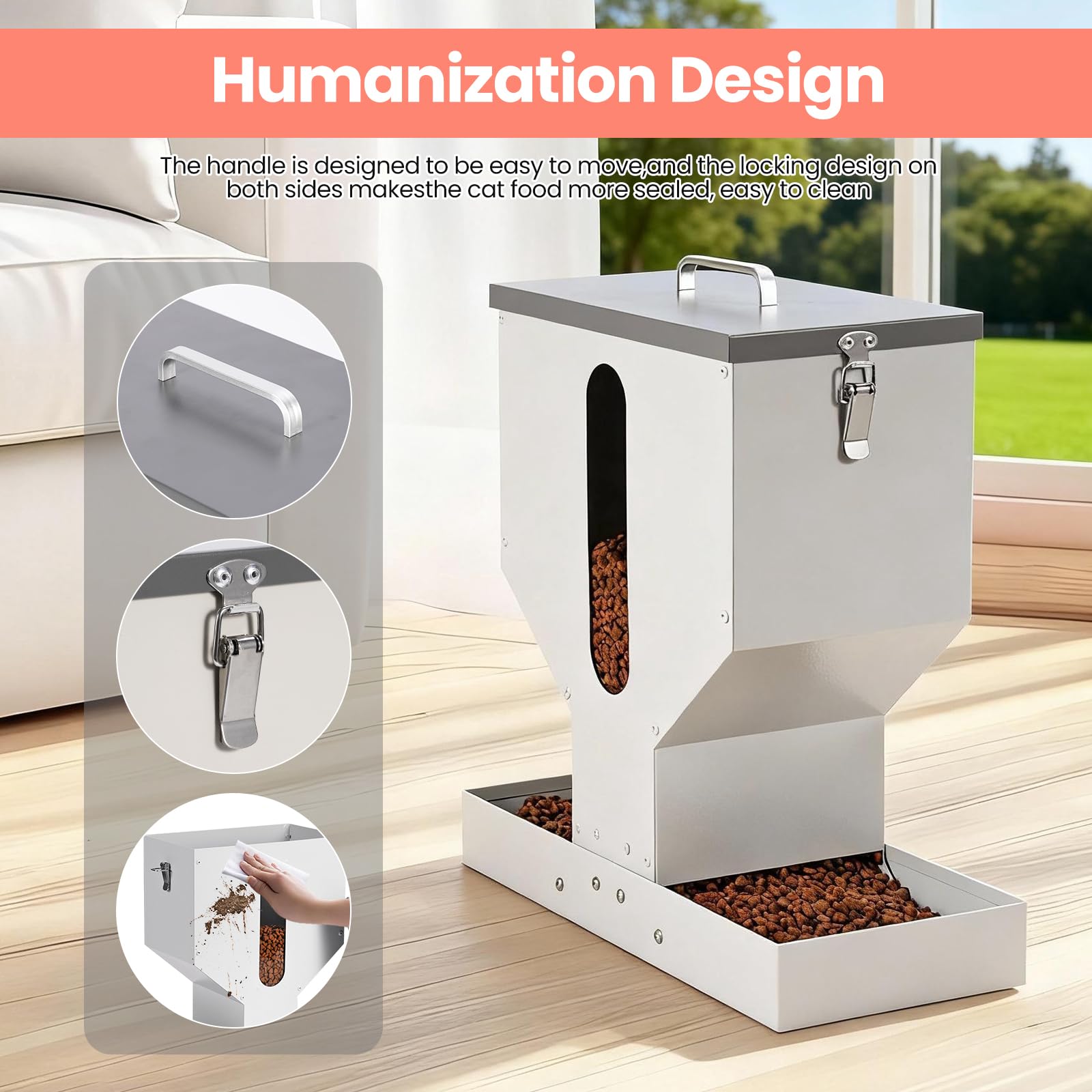 Automatic Cat Feeder 2 Cats - 12L Gravity Dual Cat Feeder Outdoor Pet Feeding Station Auto Dry Food Dispenser for Pet Cat Dogs - image 6