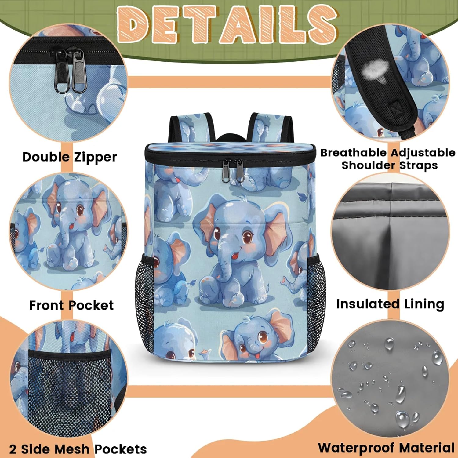 Large Waterproof Insulated Cooler Backpack, Leak Proof Cooler Backpack for Camping, Picnic Travel Outdoor