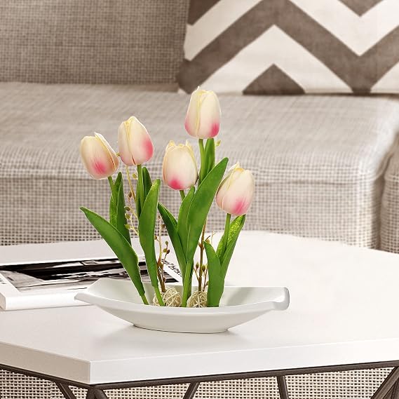 Tulip Fake Flowers Tulips Artificial Flowers In Vase Pink Flowers Artificial Tulip Flowers Realistic Latex Material Real Touch For Home Hotel Party Decoration Table Centrepiece