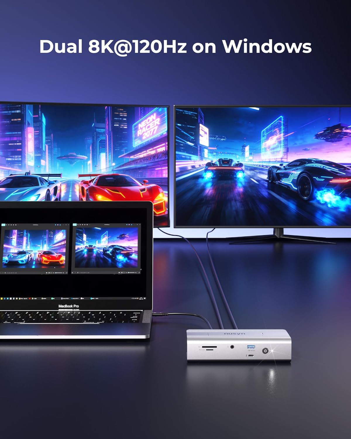 Thunderbolt 5 Docking Station (80/120Gbps), Build in NVMe SSD Slot, 180W Power Delivery, Up to Dual 6K@60Hz for Mac, Dual 8K120Hz for Windows,3X Thunderbolt 5 Ports, Laptop Docking Station