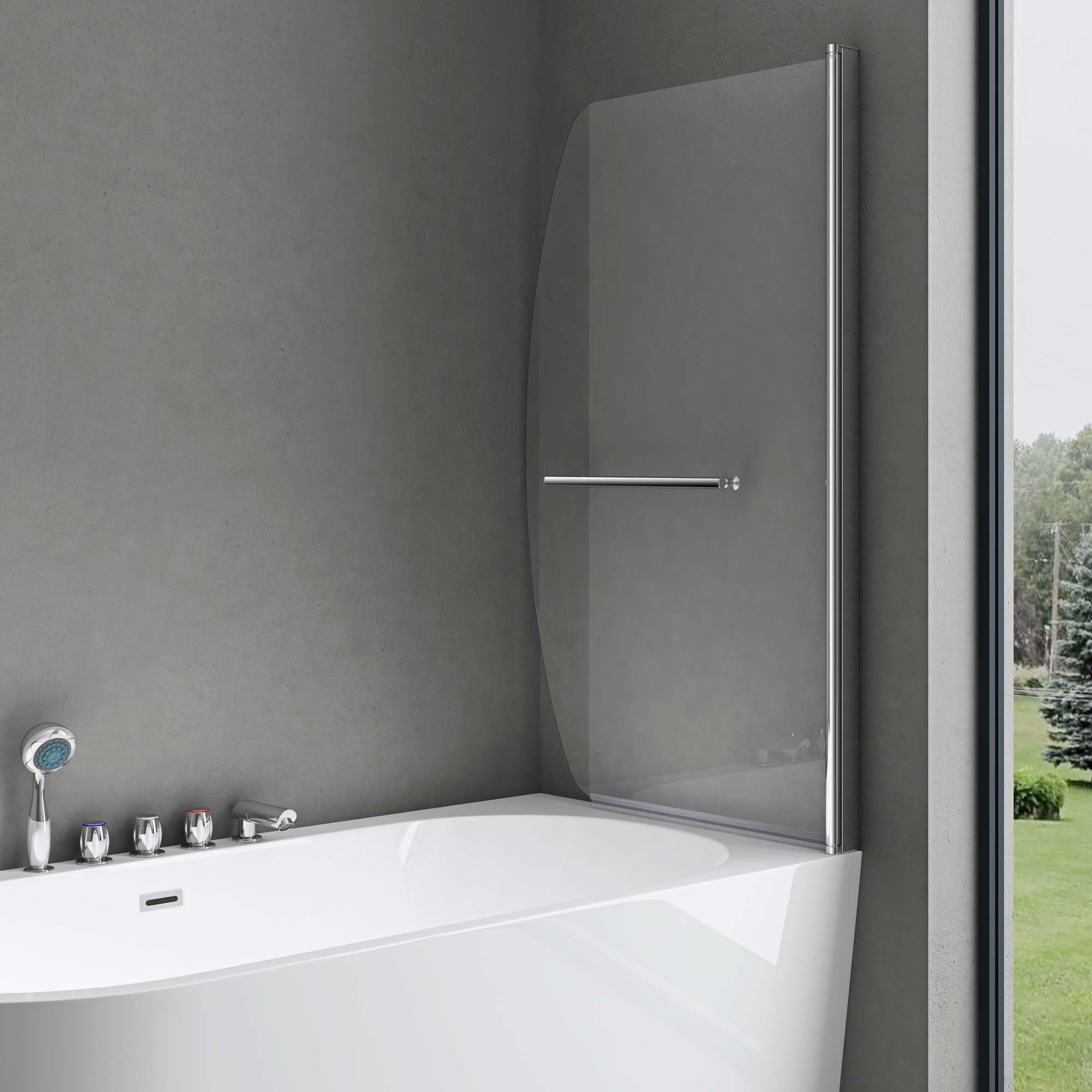 doporro mampara de ducha de diseño 90x140 cm para fijación a la bañera mampara de ducha vidrio de seguridad templado 6 mm con recubrimiento NANO mampara de baño abatible