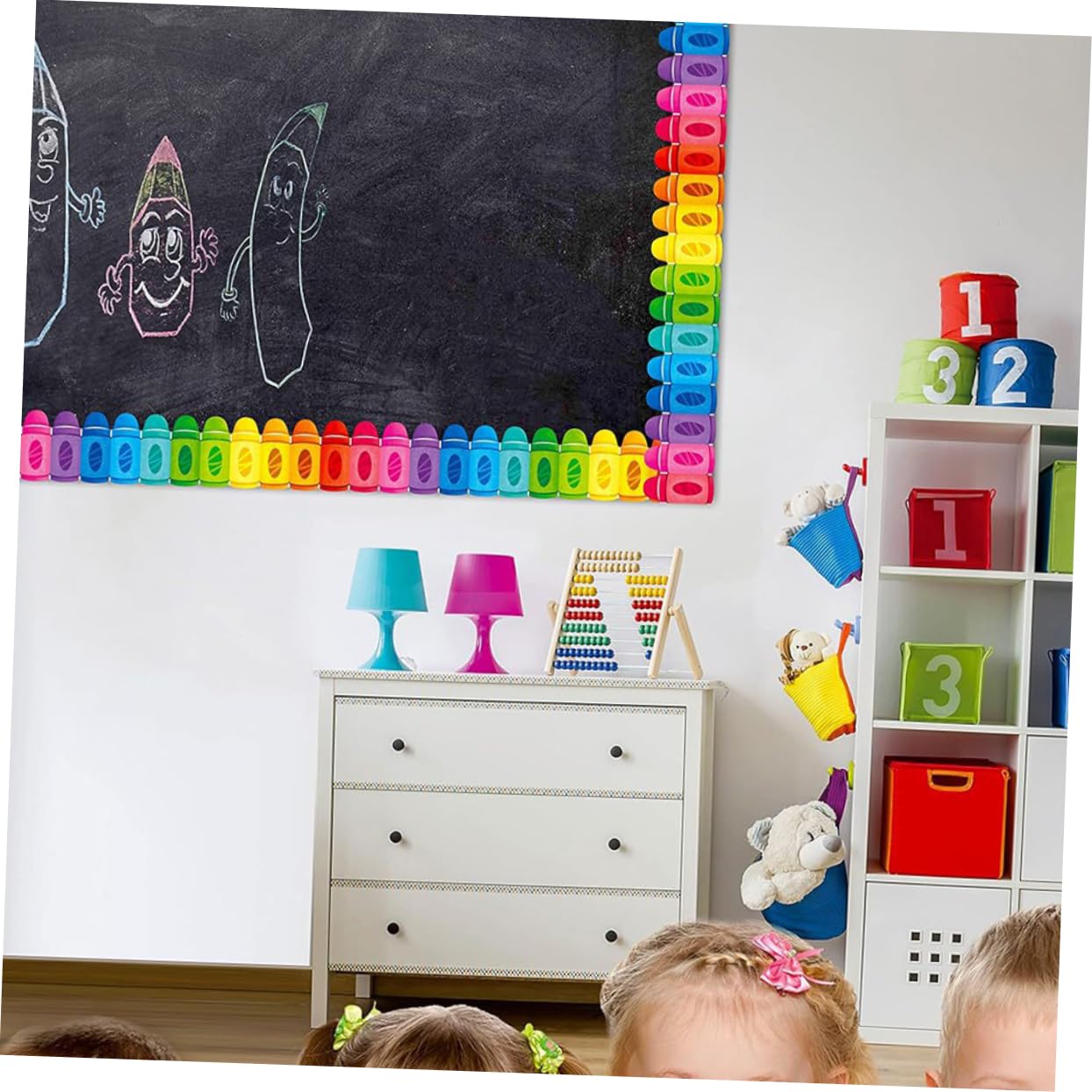 DOITOOL 5 Rollos Borde De Crayón Pegatinas Boletín Calcomanías Aula Educativo Escuela Pegatina De Borde Decoración Pizarra Infantil Pegatinas De Papel Estucado