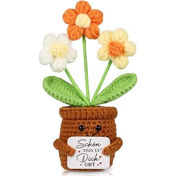 WenmthG Thank You Gifts Knitted Multicoloured Flower Doll Small Thank You Gift Positive Potato German Pocket Hug Lucky Charm for Friends Colleagues and Family