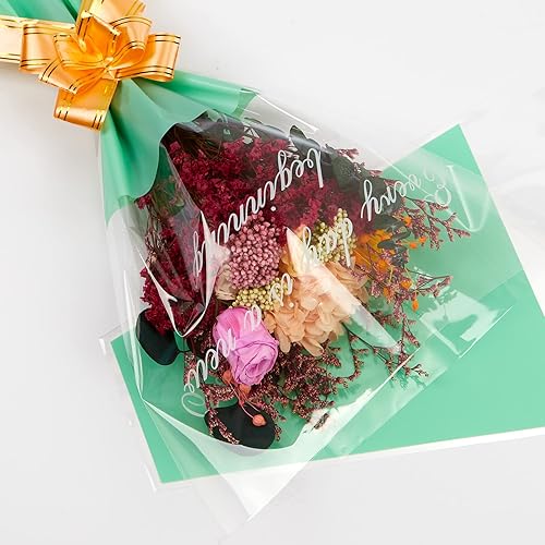 Miniatura 6 de Mangas de flores para ramos de rosas individuales, bolsas de plástico para ramos de flores, bolsas de plástico D10-L-verde claro-30 piezas