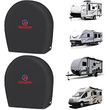 RV Tire Covers 2 Pack, Tough Tire Wheel Protector for Truck, Travel Trailer, Motorhome, SUV, Camper, Boat, Van, PU Oxford Waterproof Sun Rain Snow Protector Cover, Fits Tire Diameters 26-29 inch