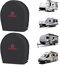 RV Tire Covers 2 Pack, Tough Tire Wheel Protector for Truck, Travel Trailer, Motorhome, SUV, Camper, Boat, Van, PU Oxford Waterproof Sun Rain Snow Protector Cover, Fits Tire Diameters 26-29 inch