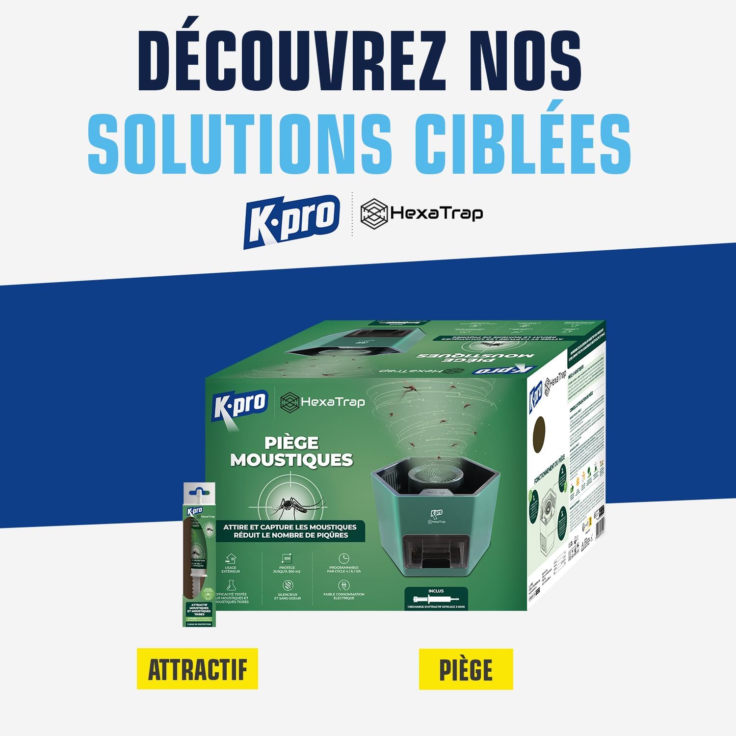 K.PRO Piège électrique à moustiques et moustiques Tigres avec Attractif, Protège jusqu'à 300 m², Silencieux et sans Odeur, Programmable 3 Cycles, Câble 10 mètres, Garantie 2 Ans — vue 6