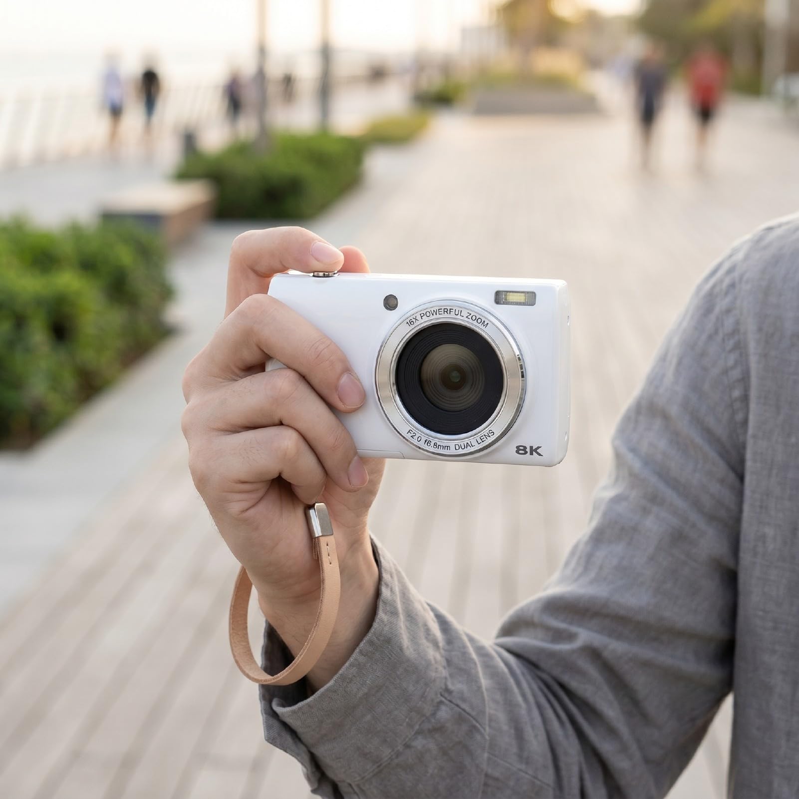 Jectse 8K-Digitalkamera, Autofokus, 48 ​​MP WiFi-Vlogging-Kamera mit Doppelobjektiv, 16-fachem Zoom, Touchscreen-Stabilisierung, Blitzlicht für Reise-Selfies