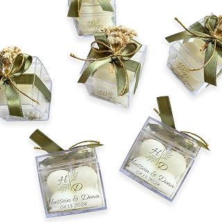 10-Piece Custom Floral Scented Candles Give Back Guest Gifts Acrylic Boxed Candle Gifts Scented Wedding Candles Perfect For Custom Wedding Bachelorette Parties Memorial Gifts For Guests