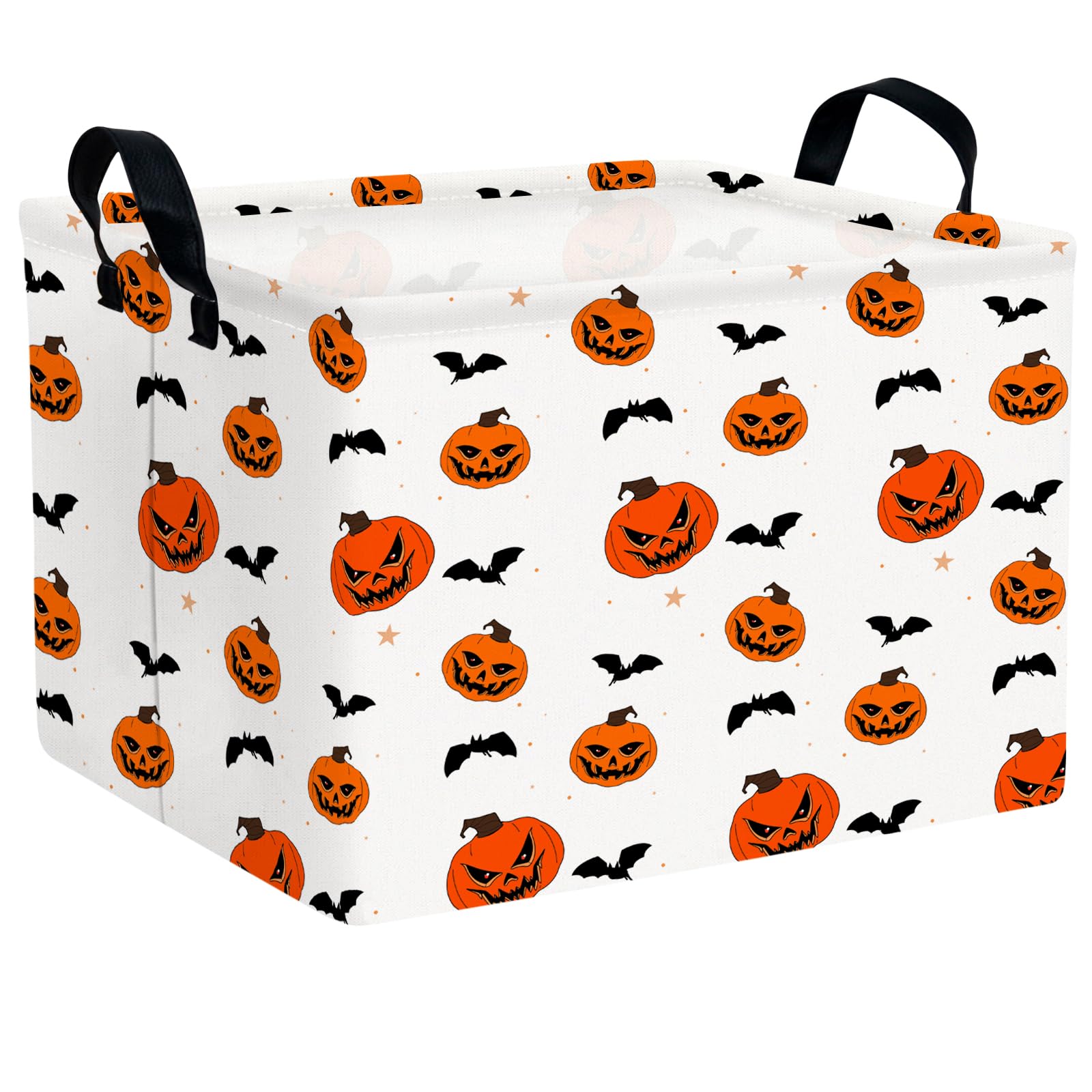 Large Halloween Basket Gift Personality Pumpkin Ghost Parties Decor Kid Trick or Treat Basket for Boys and Girls Rectangular Storage Bin Box (Pumpkin Bat)