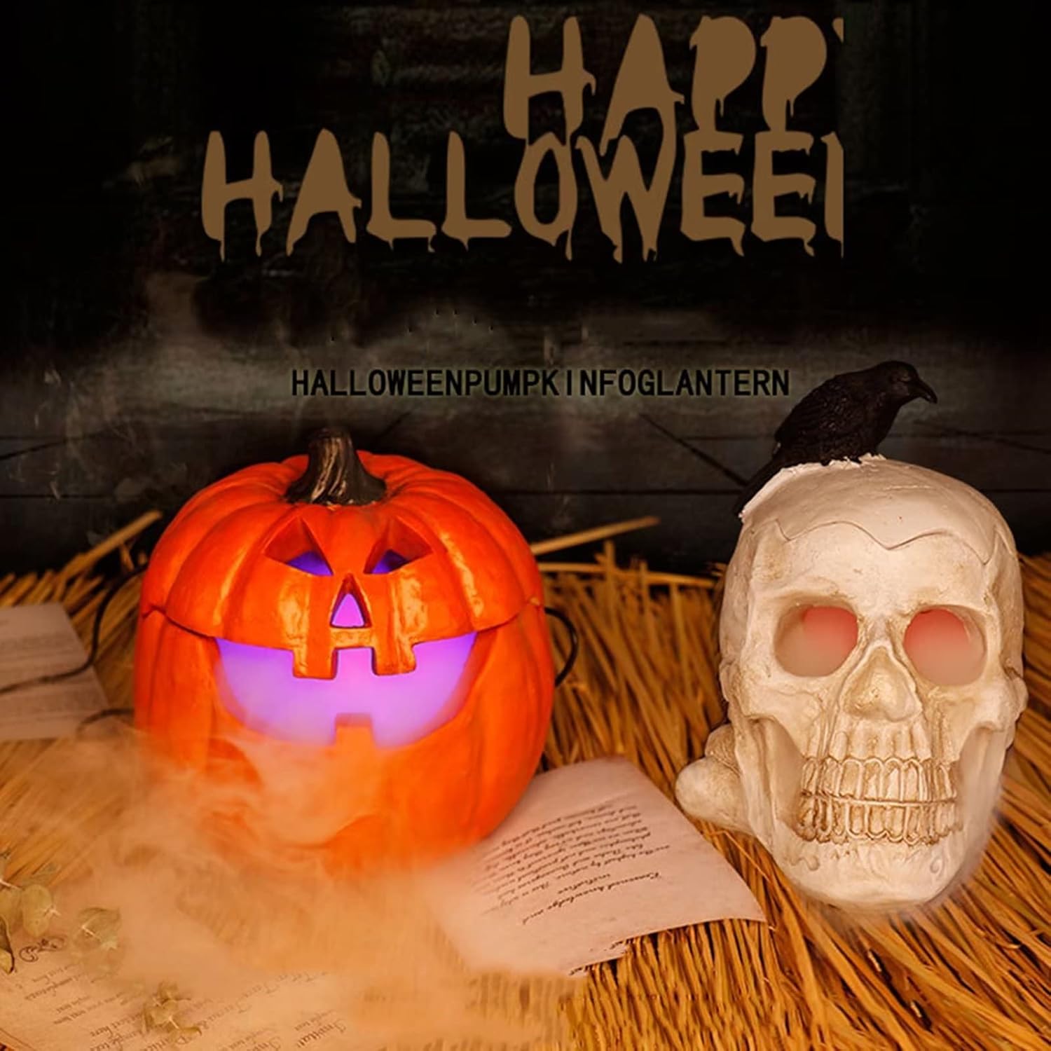 2022 Halloween Skull Fog Maker with Color Changing, Geyser Pond Fog Machine, Skull Water Fountain Lamp for Halloween Party Skull Decor : Home & Kitchen