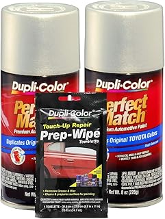 Dupli-Color Silver Opal (Metallic) Exact-Match Automotive Paint For Toyota Vehicles - 8 oz, Bundles Prep Wipe (3 Items)