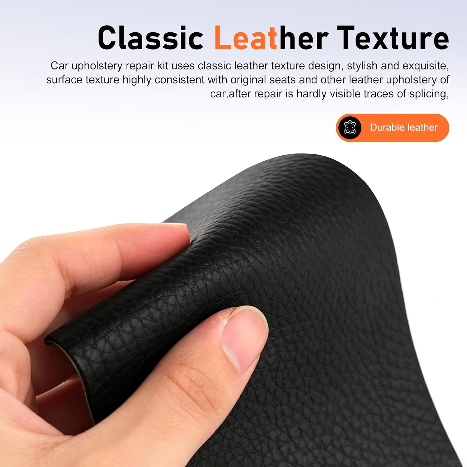 2 PCS Leather Repair Patch, 8 × 4 Inch Self-Adhesive Car Seat Repair Tape, Waterproof Leather Repair Kit, Universal for Car Seats, Couch, Sofas, Handbags, Jackets, Furniture (Black)