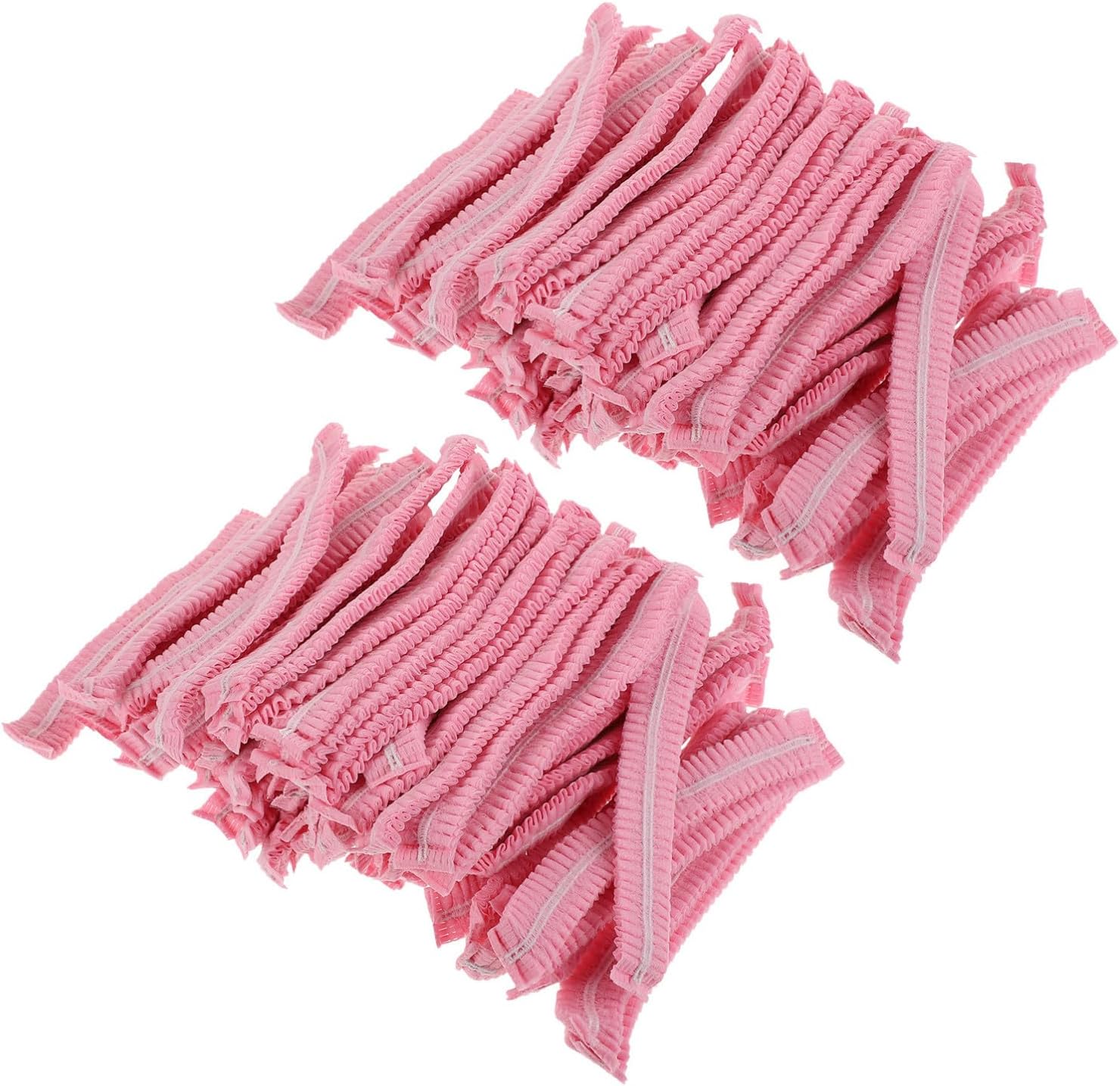 100 Pcs Disposable Non-Woven Bouffant Caps Breathable Hair Cover Pink Beauty Clinic Hats for Workshop Kitchen Dust Protection