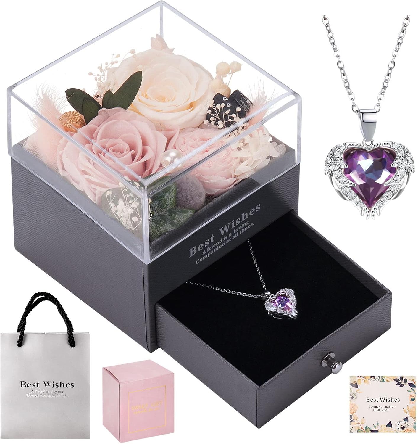 Forever Preserved Real Rose Eternal Flowers With White Gold Plated Pink
