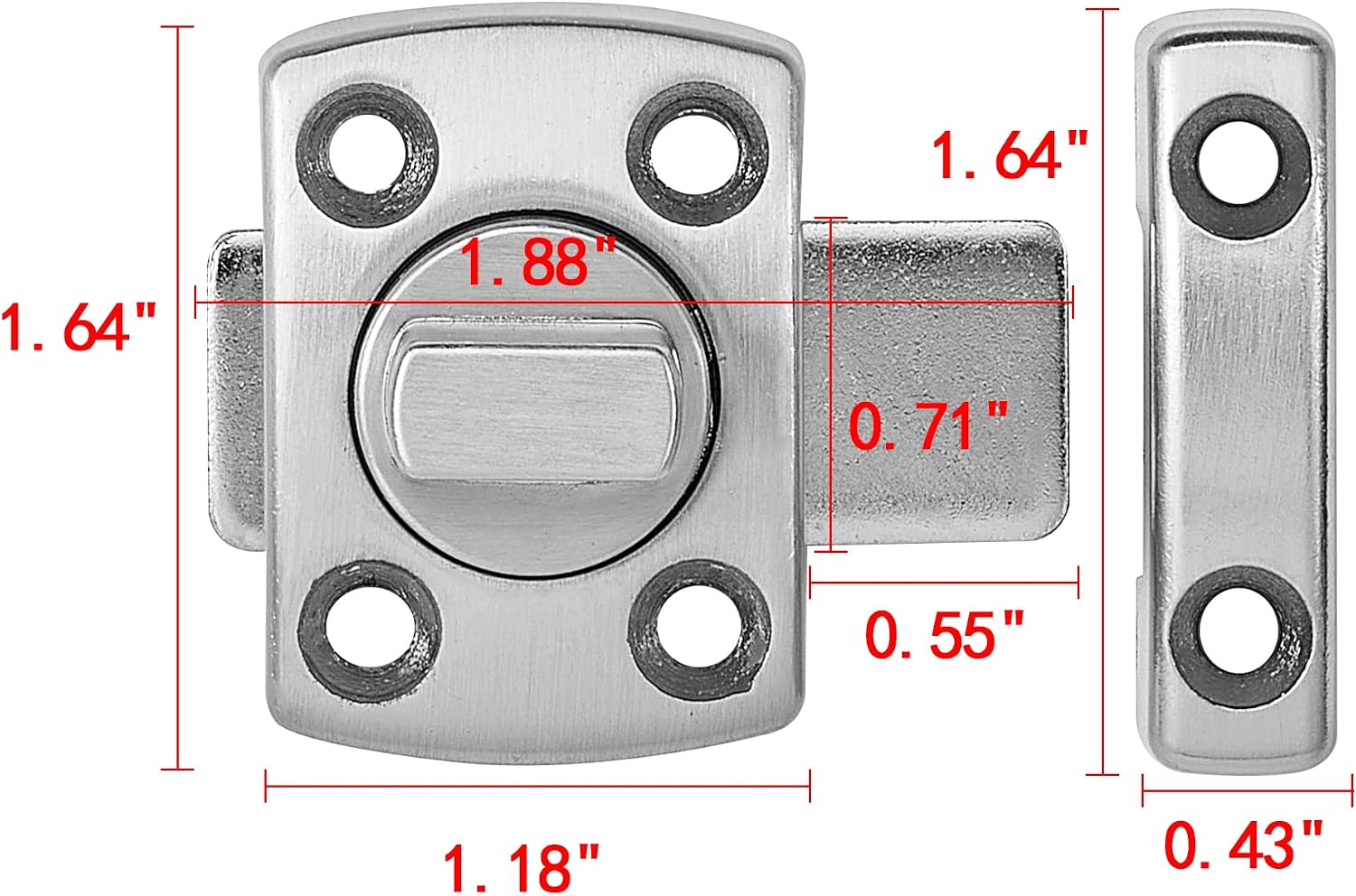 2 Set Brushed Silvery Rotate Bolt Gate Latches,Enhanced Security for Doors image 2