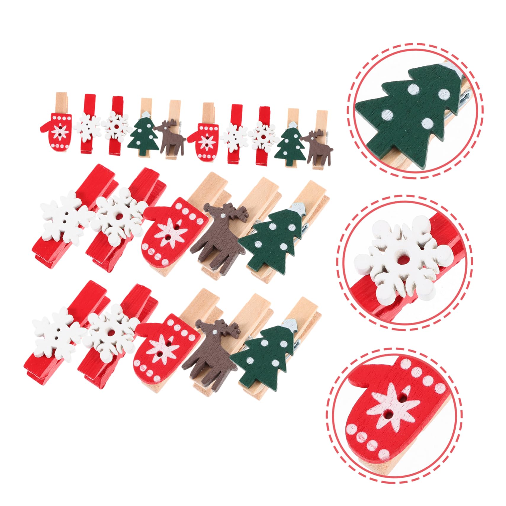 IMIKEYA 375 STK Mini-wäscheklammer Für Fotoclips Zu Weihnachten Schneeflocken-fotoclips Dekor Weihnachtswäscheklammern Halter Für Weihnachtsnotizen Weihnachts-memo-Clips Holz