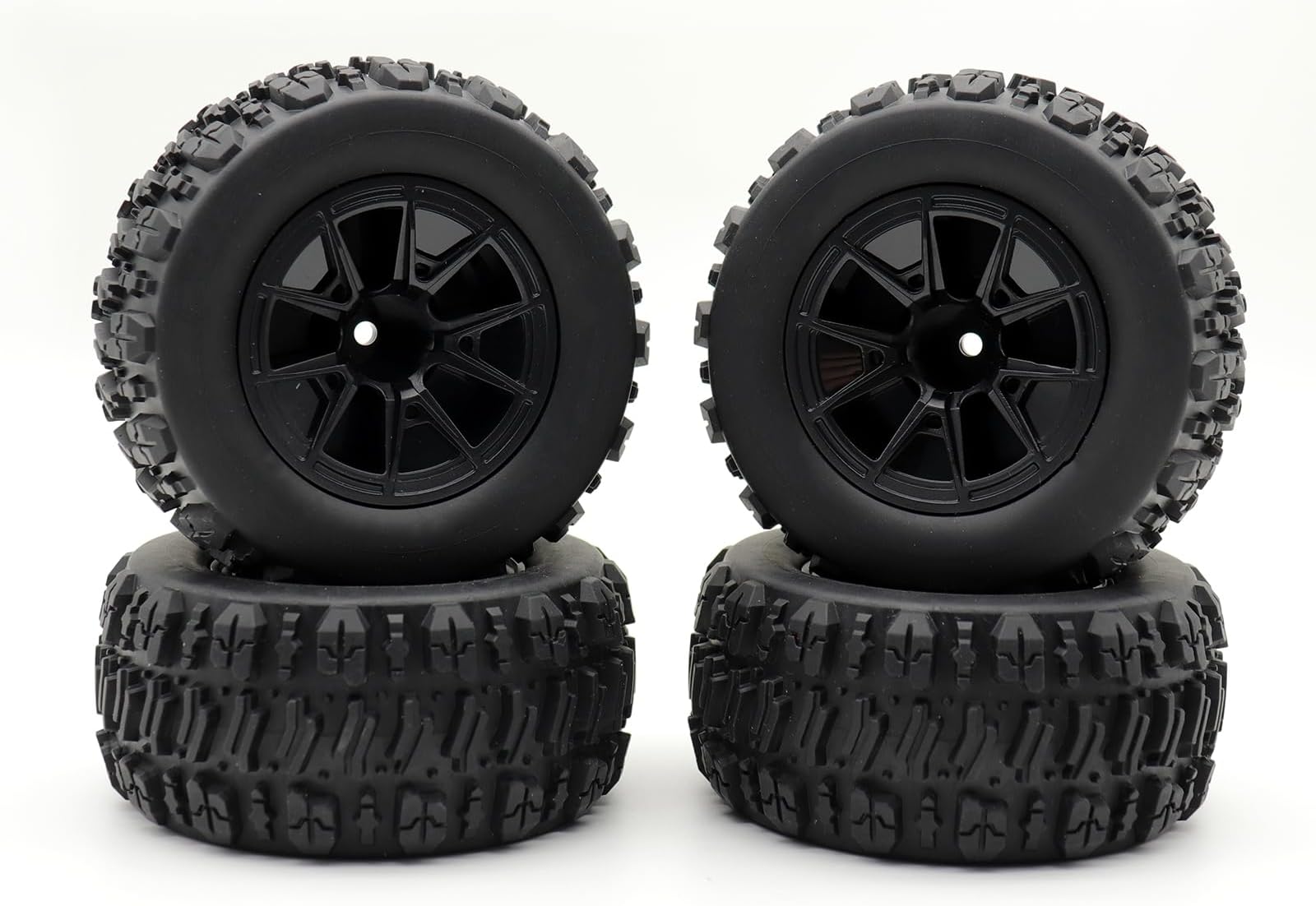 4PCS 12mm Hex 90mm (3.54") RC Wheels Monster Truck Tire Set for 1/14 Hyper Go H14BM 14210, Wltoys 144001 144010 RC Car (90mm Monster Truck Tires G)