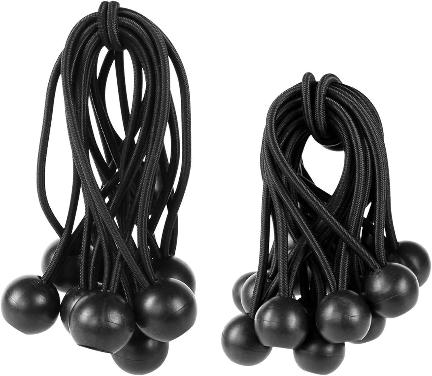 JINSEY Premium Ball Bungee Cords 4 Inch and 6 Inch 24 Packs,Canopy Tarp Tie Down Cord Black,Black Tie Down Cords for Tarp