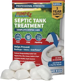 Pump-EZ Septic Tank Treatment Pods, 1-Year Supply Home Value Pack, Septic System Bacteria, Premeasured - Extra Strength, No Mess, Made in the USA (12 Toilet Drop-in Pods)