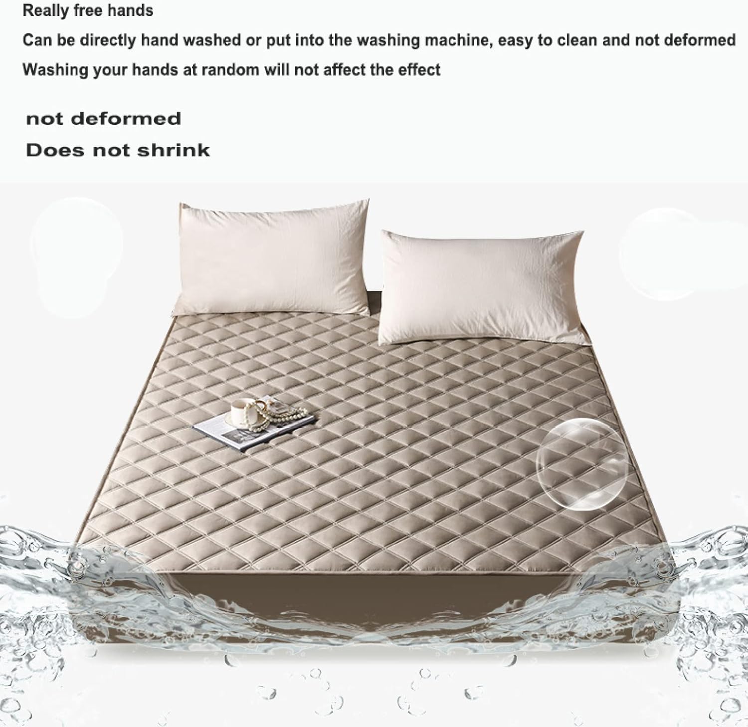 キルティングコットンフィットシーツセット 超ソフトで丈夫なシングルピンク大豆マットレスプロテクターと枕カバー 90x200cm 男性