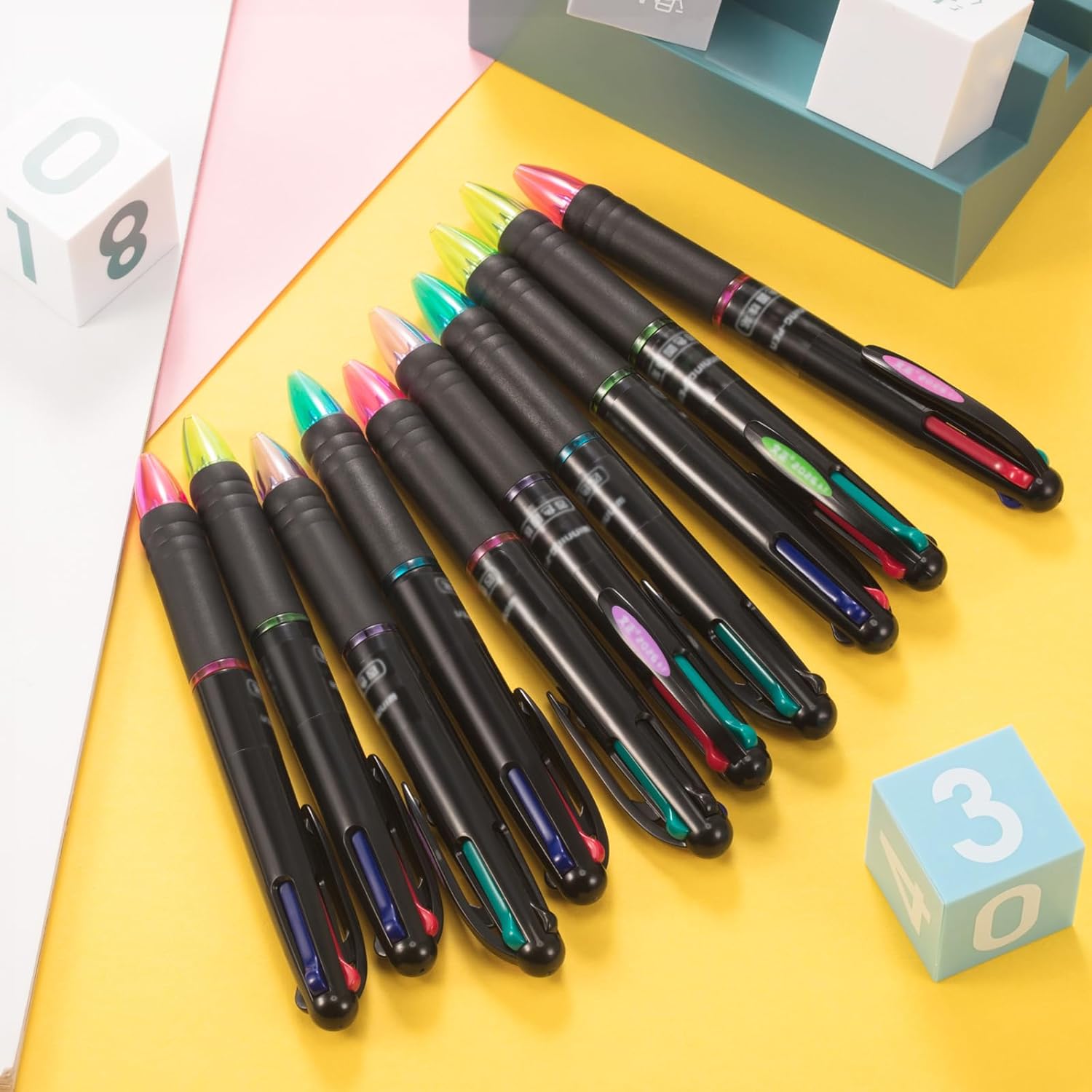 JOVITEC 192 Pack 24 Pack 0.7mm 4 Color Multicolor Ballpoint Pens, 4-in-1 Multi Colored Gel Ink Retractable Ball Point Pens Gifts for Employee Appreciation Office Nurse Staff Holiday Party Supplies