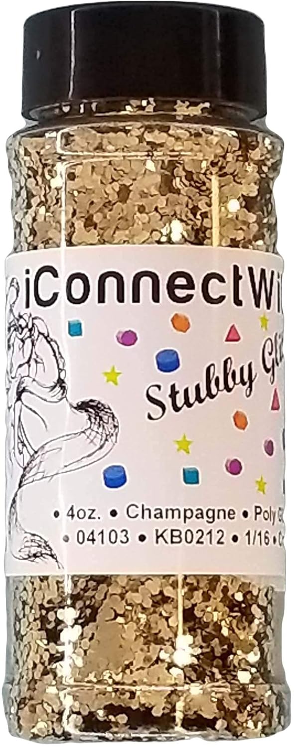 iConnectWith Glitter – Champagne Gold, Stubby Glitter; Multi-use for Crafts, Decorations, Nail Art, Makeup, Tumblers, Resin Art, and DIY Projects