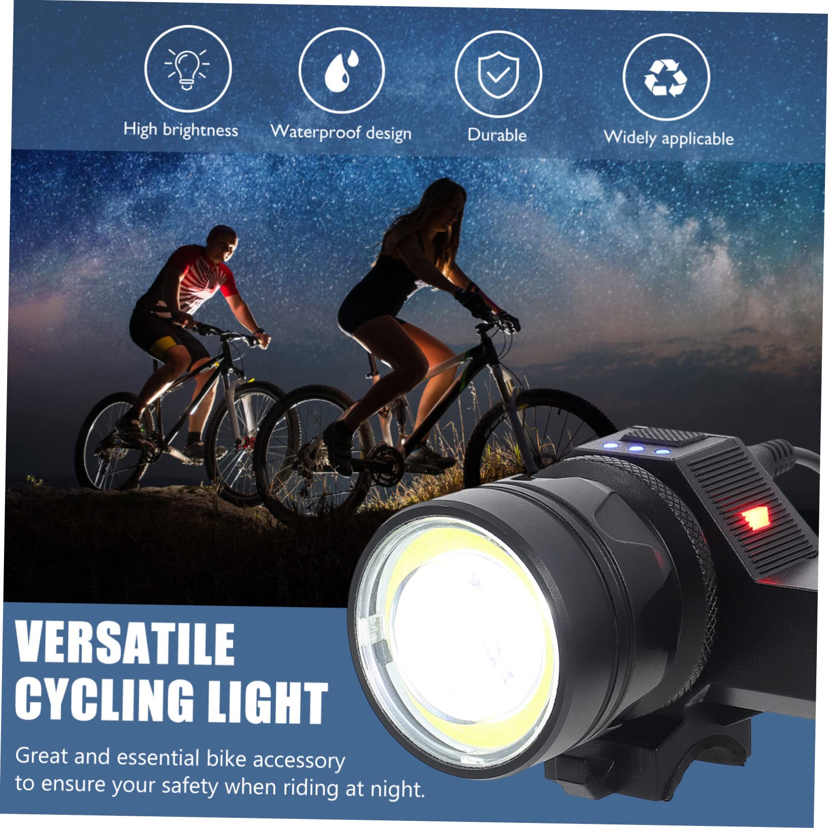VANZACK 2 Sets Professional Bike Light Cob Bike Lamp Portable Mountain Front Light Easy Install Safety Cycling