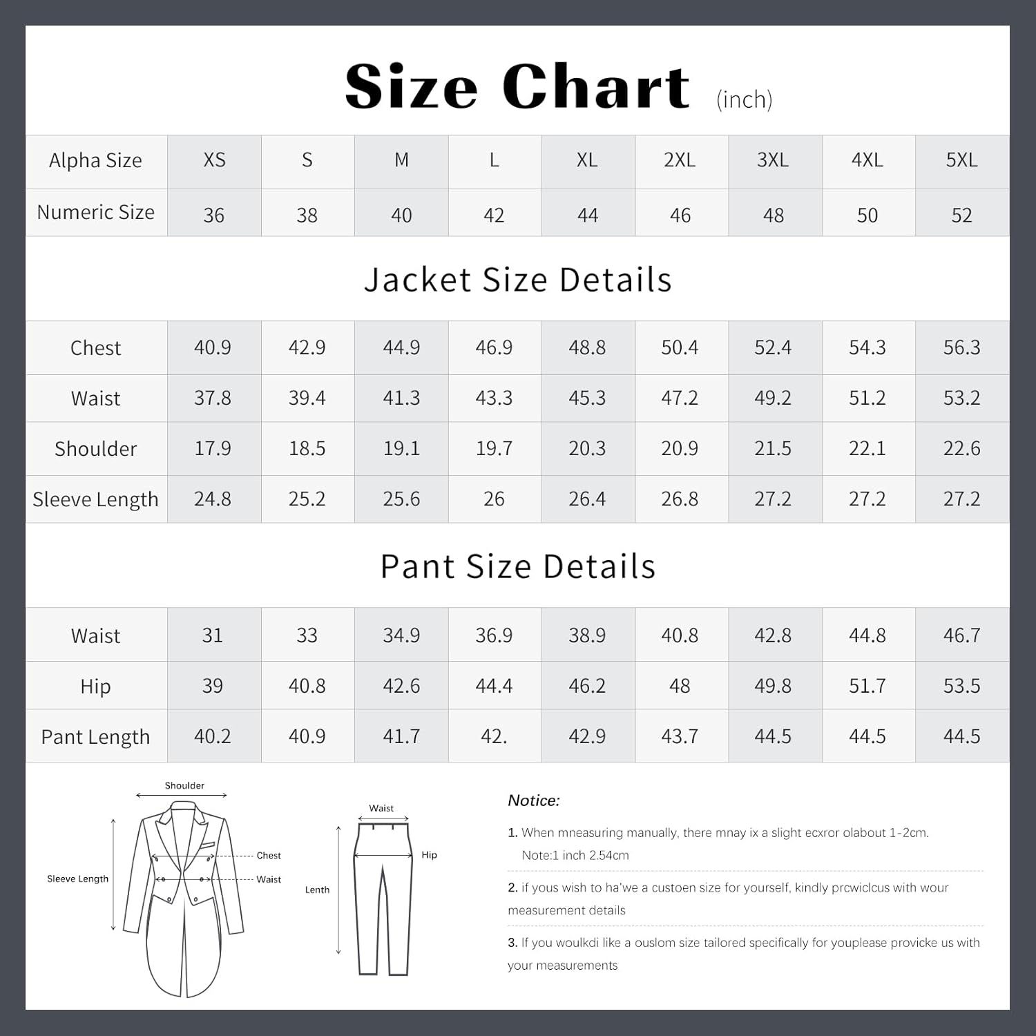 2 Piece Slim Fit Men's Tuxedo Suit Mens Tailcoat Suit Double Breasted Swallow Tailed Coat Jacket Pants Set