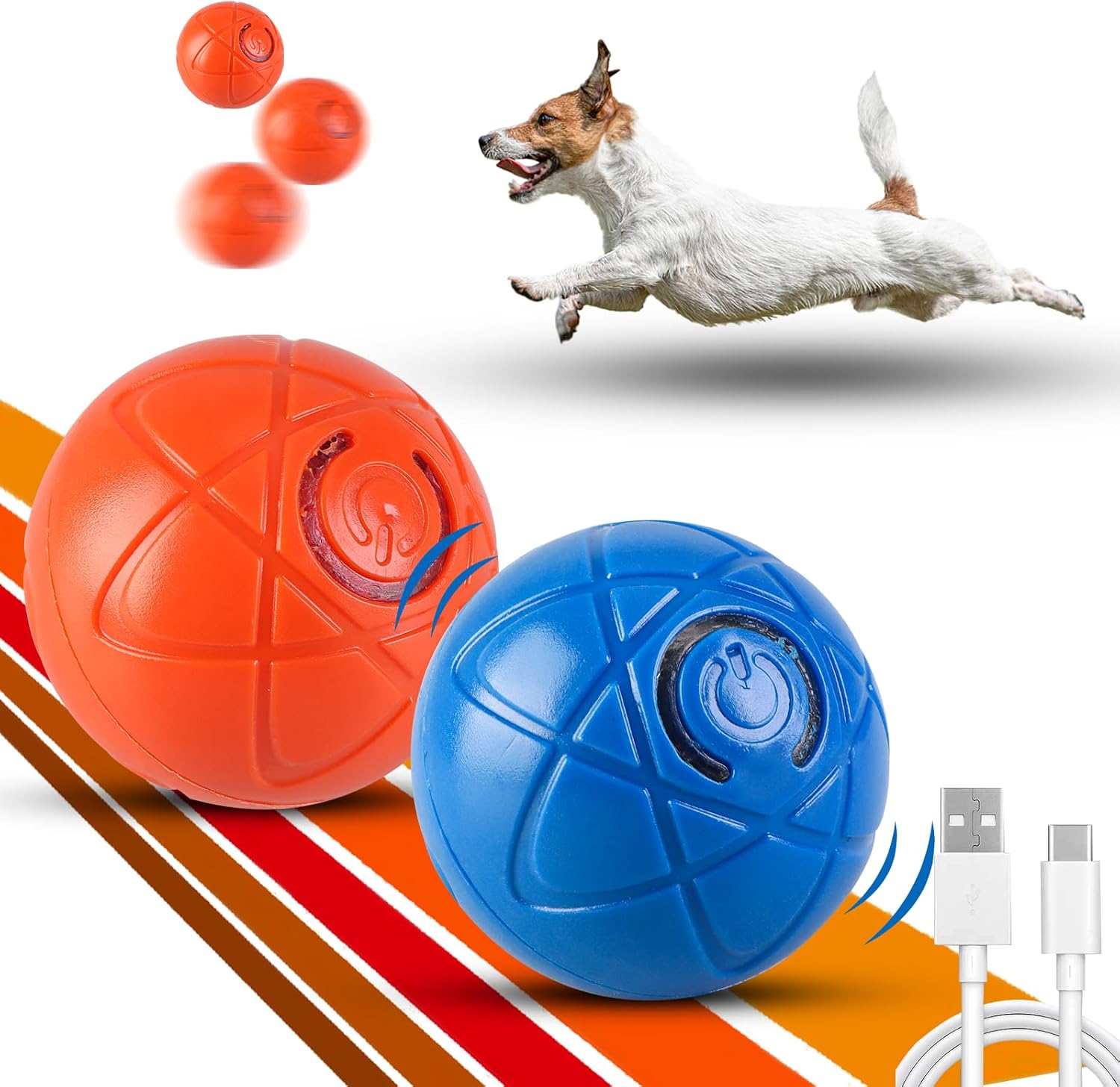 Shaky Ball for Dogs,Automatically Moving Dog Toy Ball,Interactive Dog and Cat Toy for Small,MediumPets (2-Pack Blue + Orange)