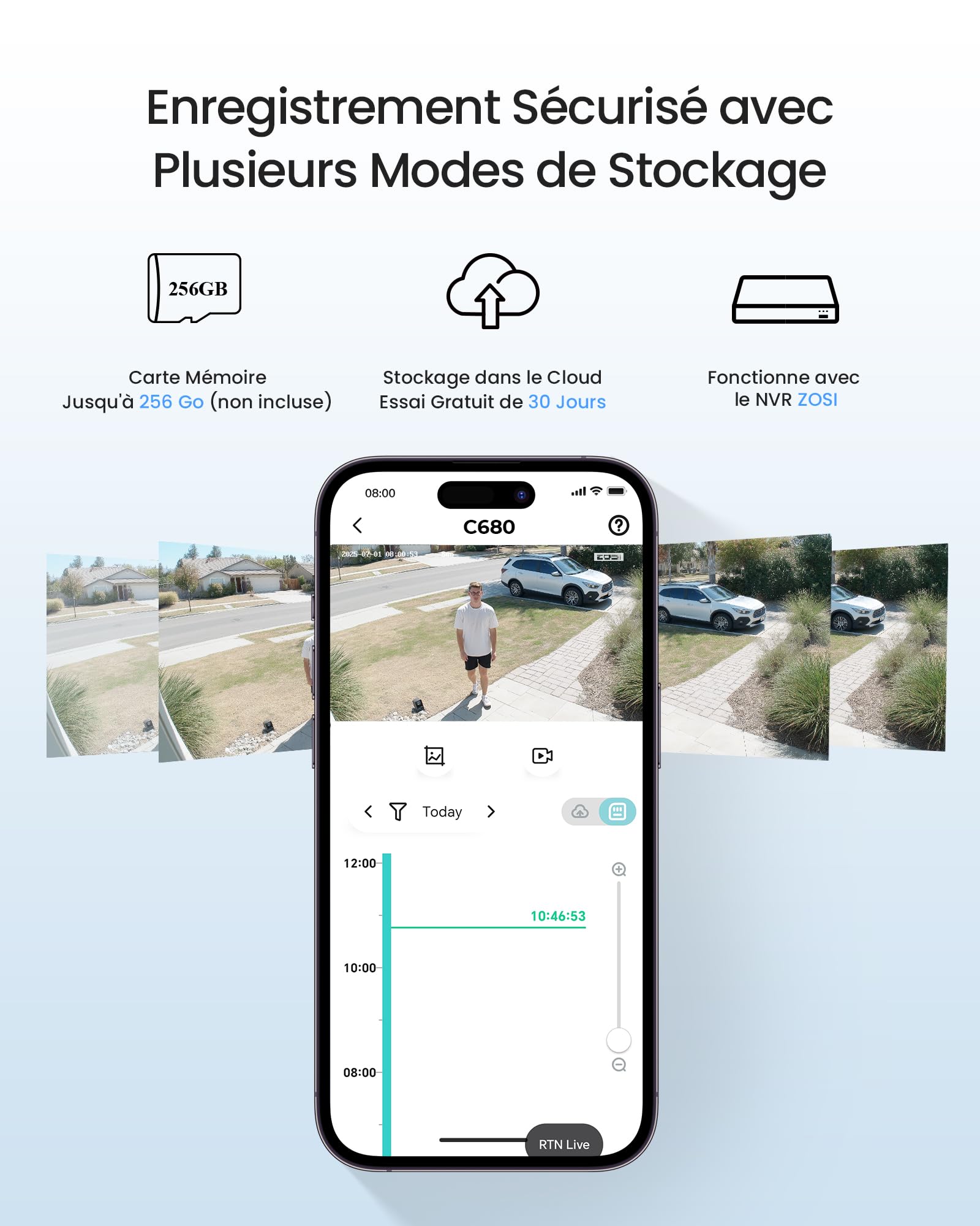 ZOSI Pack 1 Caméra Surveillance Fenêtre Intérieure Sécurité WiFi 2.4/5GHz | Vision Nocturne en Couleur Détection IA Humaine/Véhicule, Stockage Cloud/Carte Mémoire, C680