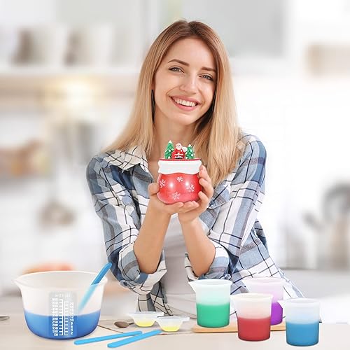 Miniatura 7 de KISREL Vasos medidores de silicona para resina, suministros de resina con vasos de silicona de 600 y 3.4 fl oz, tazas de mezcla de resina, palitos