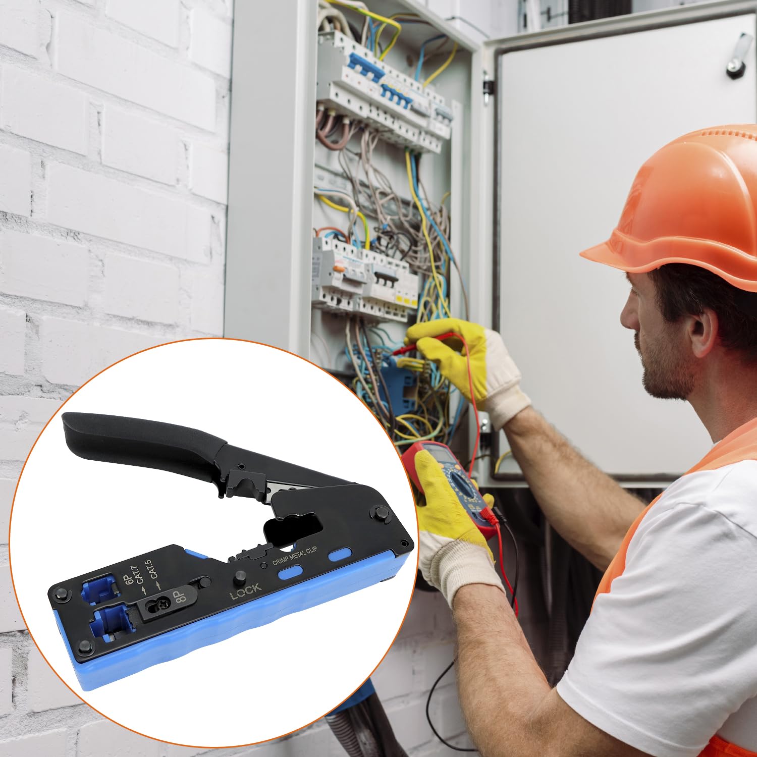 QWORK® Pinza Crimpatrice RJ45, Pinza Crimpatrice, Pinza a Crimpare con Connettore e Giacca, per Connettori CAT5 a CAT7
