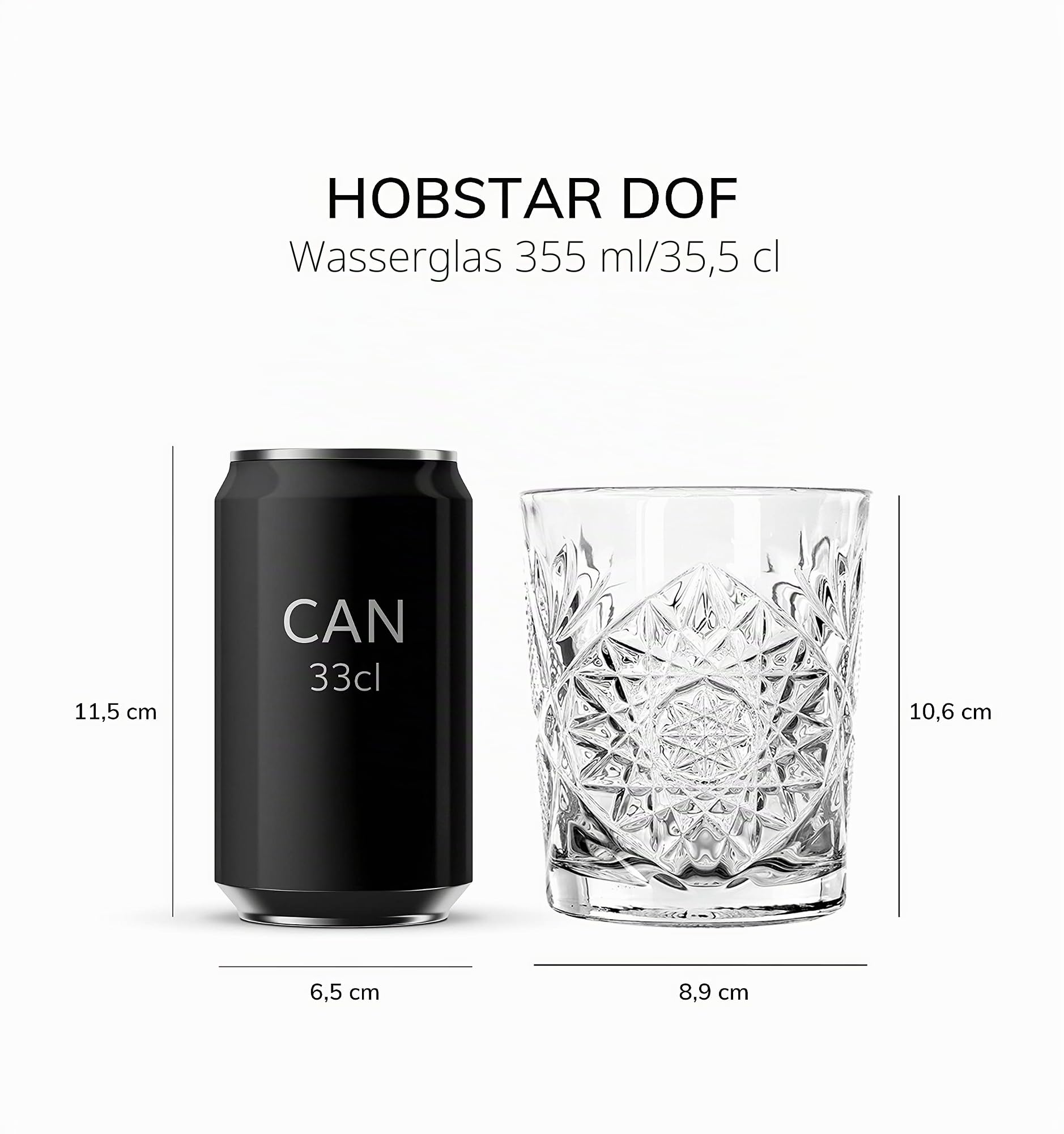 Libbey Trinkglas Hobstar - 355 ml / 35,5 cl - 6 Stück - Vintage Design - spülmaschinenfest - hohe Qualität