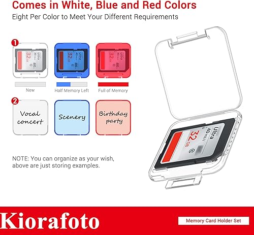 Miniatura 3 de Kiorafoto 24 piezas de plástico transparente multicolor para 24 tarjetas SD SDXC SDHC, estuche transparente estándar para tarjetas de memoria,