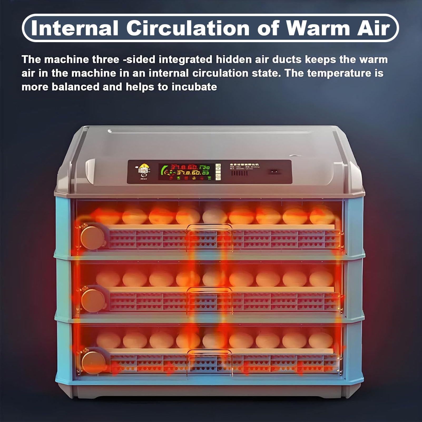 Incubadora de Huevos de gallina, Totalmente automática, con volteador automático y Control de Temperatura, Ideal para Patos y codornices, para Uso doméstico o en criaderos. 120Eggs