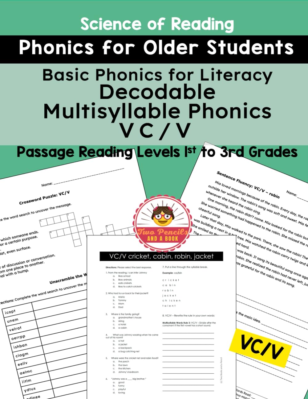 Decodable Multisyllable Phonics VC/V With Comprehension, Fluency and Word Practice (Phonics Practice for Older Students)