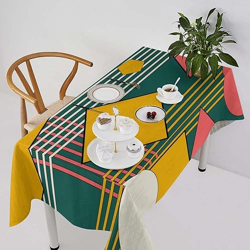 Miniatura 63 de Mantel retro moderno de mediados de siglo, diseño de colores retro de los años 50, resistente al agua, mantel lavable para cocina, comedor, fiesta