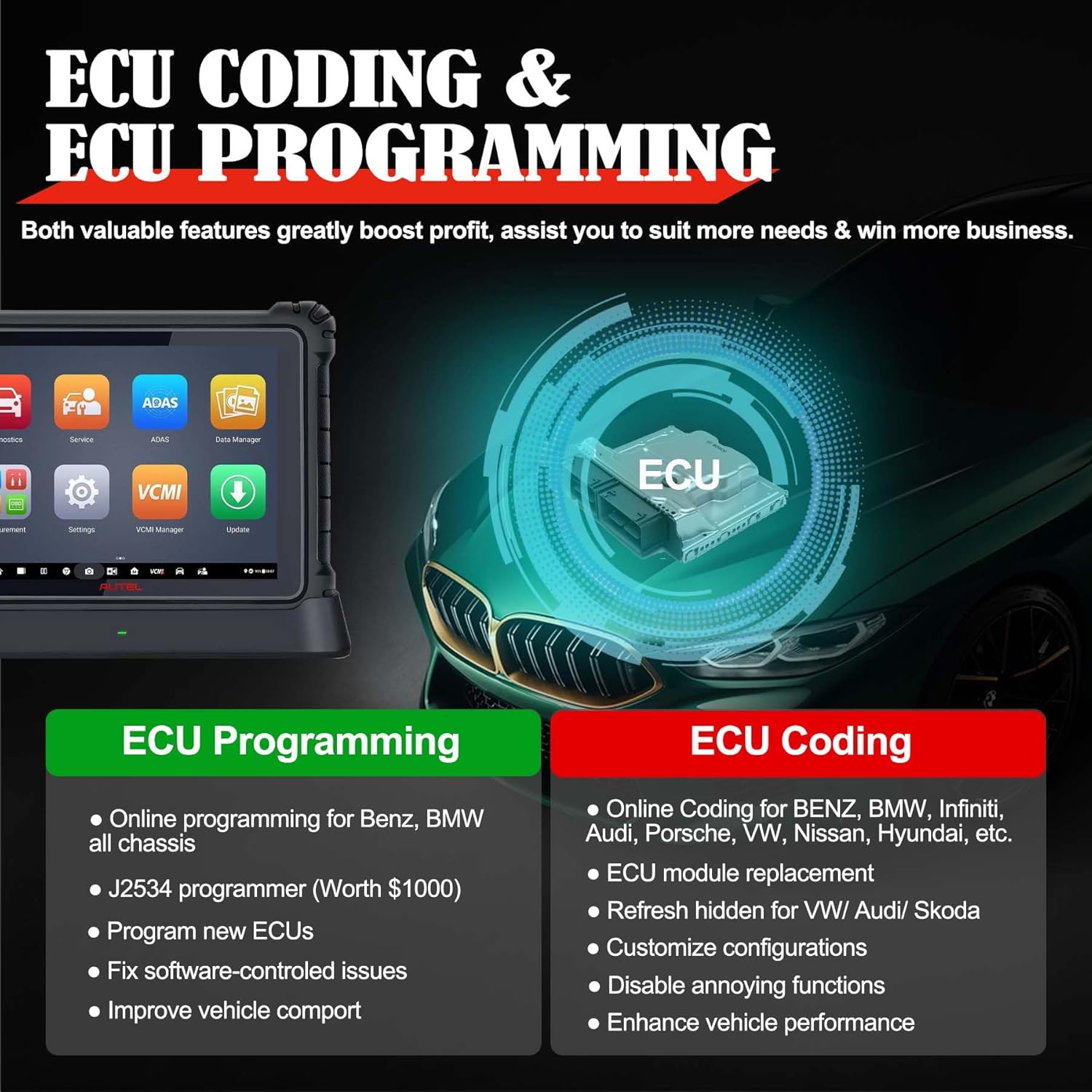 Autel MaxiSys Ultra EV OBD2 Scanner, Diagnostic Scan Tool, High Voltage Battery Pack Analysis, Motor TruSpeed Repair, Better Ultra MS919 MS909, w/EVDiag Box, ECU Programming, 5-in-1 VCMI, 40+ Reset